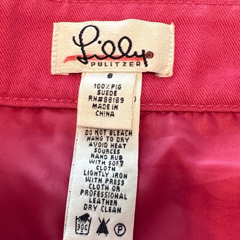 Lilly Pulitzer Hot Pink Suede A-Line skirt - Picture 2 of 11